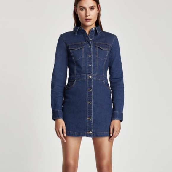Zara Dresses & Skirts - Zara Trafaluc Denimwear Long Sleeve Dress